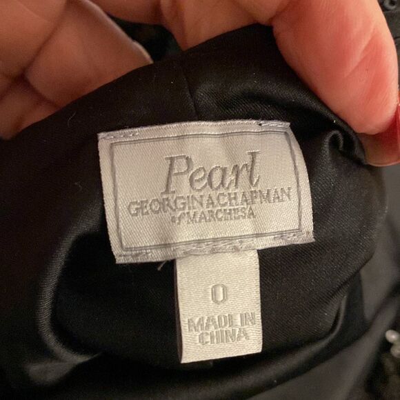 Pearl by Georgina Chapman Black Sequin Embellished Backless Gown, US0 - Picture 10 of 10